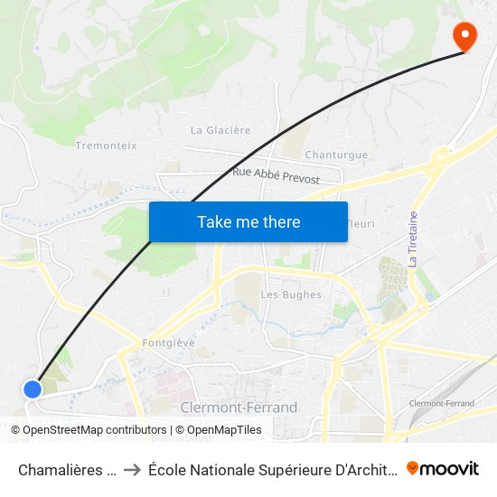 Chamalières Savarounes to École Nationale Supérieure D'Architecture De Clermont-Ferrand map
