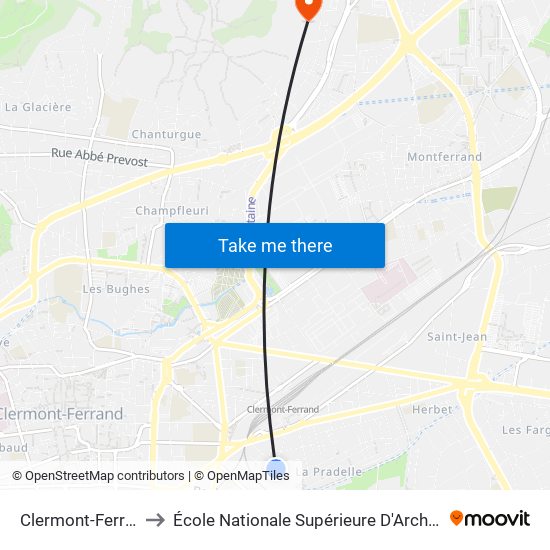 Clermont-Ferrand Vertaizon to École Nationale Supérieure D'Architecture De Clermont-Ferrand map