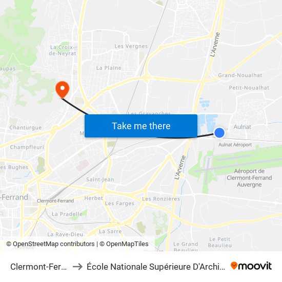 Clermont-Ferrand Aviation to École Nationale Supérieure D'Architecture De Clermont-Ferrand map