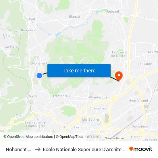 Nohanent La Cheyre to École Nationale Supérieure D'Architecture De Clermont-Ferrand map