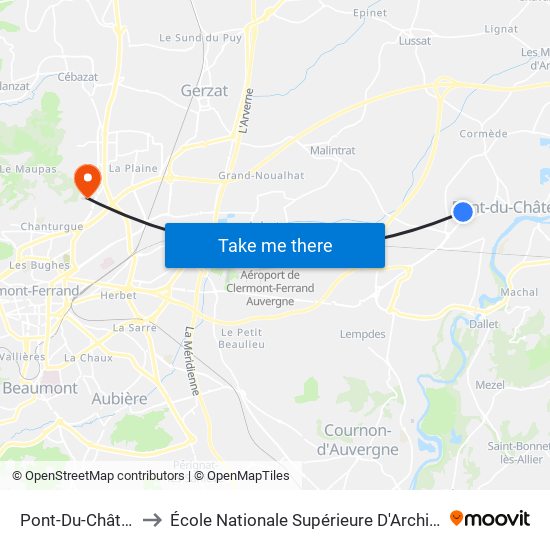 Pont-Du-Château Petit Pan to École Nationale Supérieure D'Architecture De Clermont-Ferrand map