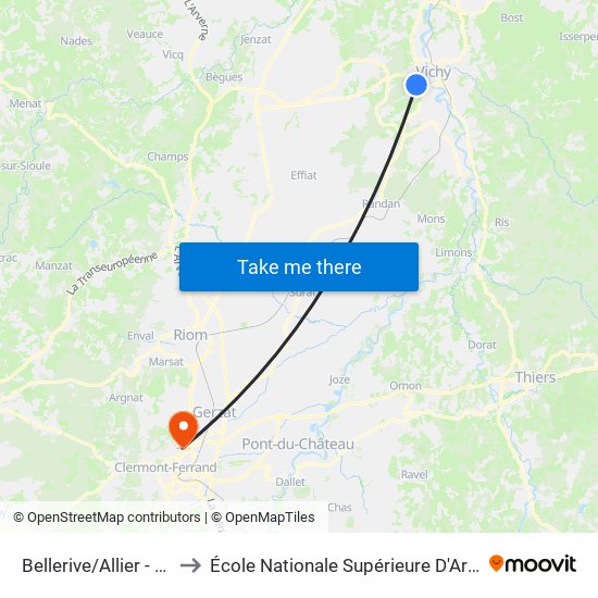 Bellerive/Allier - College J. Rostand to École Nationale Supérieure D'Architecture De Clermont-Ferrand map