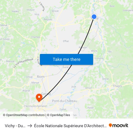 Vichy - Dunkerque to École Nationale Supérieure D'Architecture De Clermont-Ferrand map