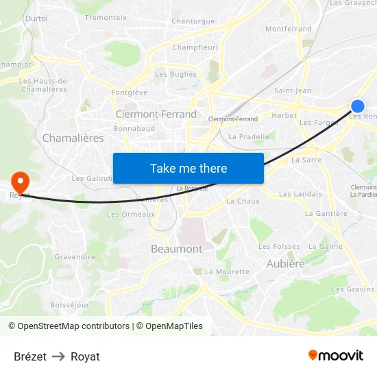 Brézet to Royat map