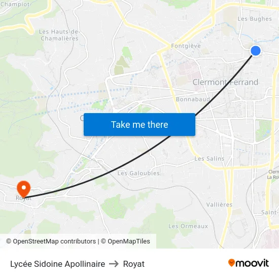 Lycée Sidoine Apollinaire to Royat map