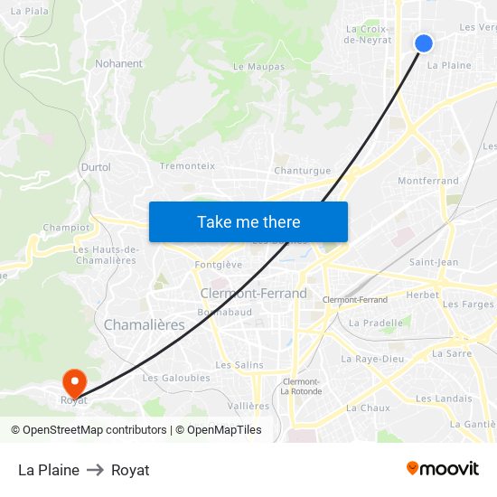 La Plaine to Royat map