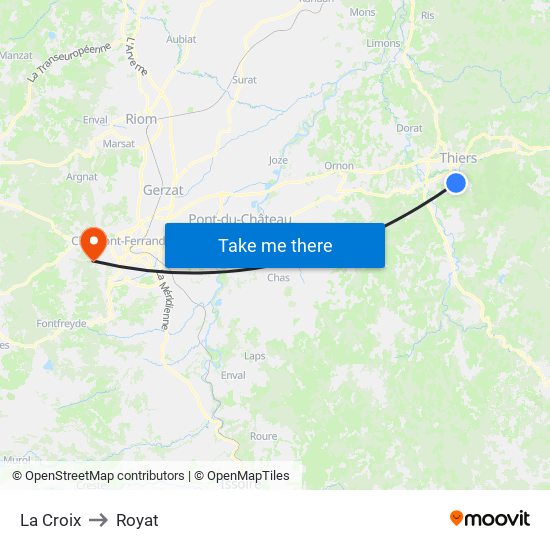 La Croix to Royat map