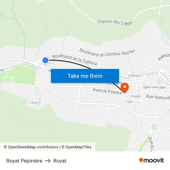 Royat Pépinière to Royat map