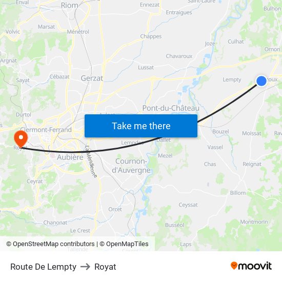 Route De Lempty to Royat map