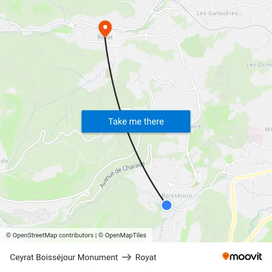 Ceyrat Boisséjour Monument to Royat map