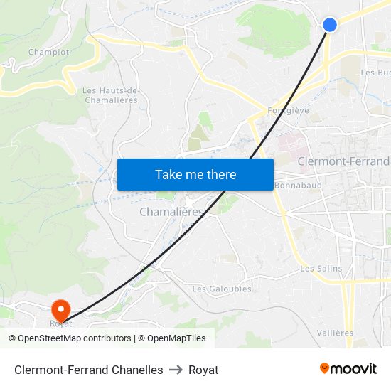 Clermont-Ferrand Chanelles to Royat map