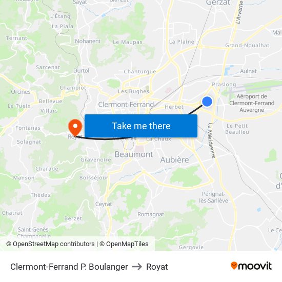 Clermont-Ferrand P. Boulanger to Royat map