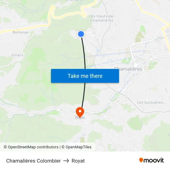 Chamalières Colombier to Royat map
