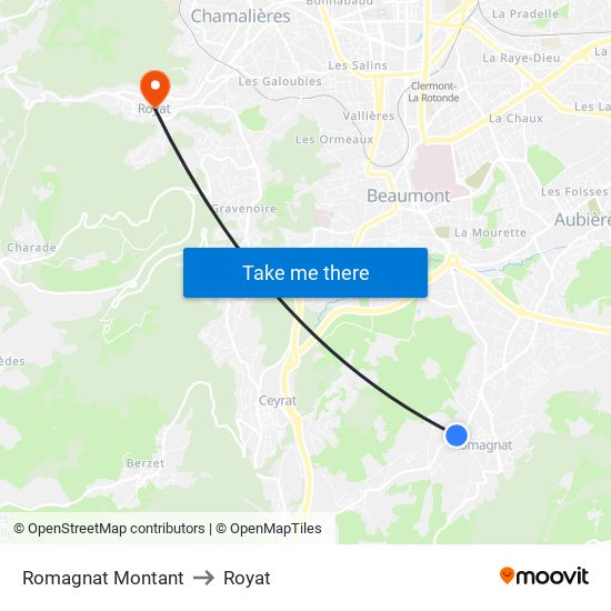 Romagnat Montant to Royat map