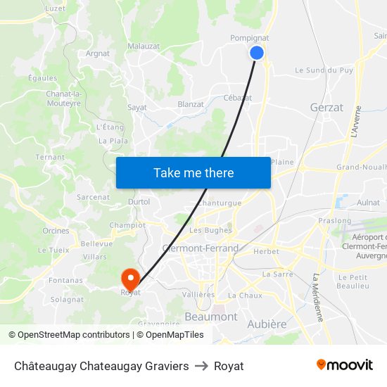 Châteaugay Chateaugay Graviers to Royat map