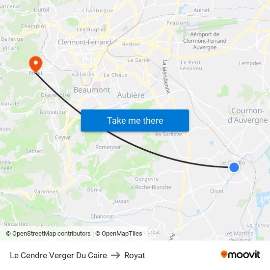 Le Cendre Verger Du Caire to Royat map