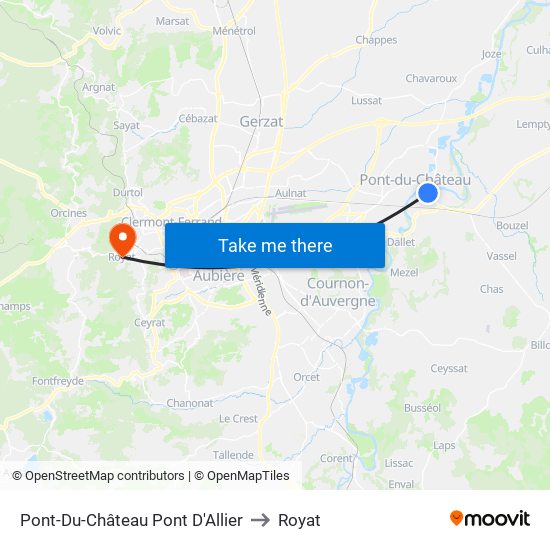 Pont-Du-Château Pont D'Allier to Royat map