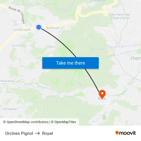 Orcines Pignol to Royat map