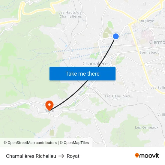 Chamalières Richelieu to Royat map