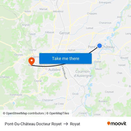 Pont-Du-Château Docteur Royet to Royat map