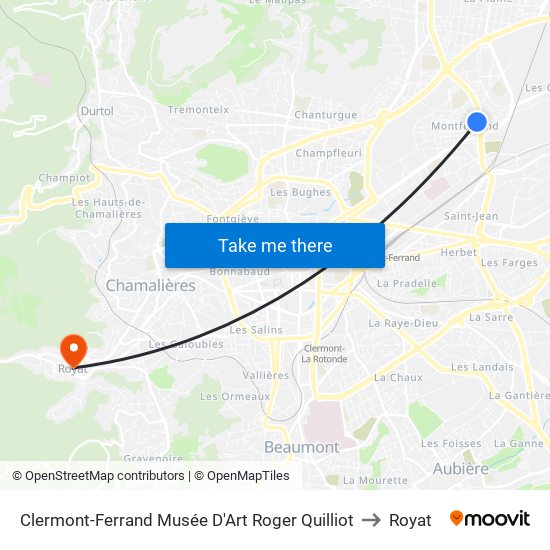Clermont-Ferrand Musée D'Art Roger Quilliot to Royat map