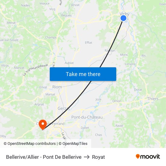 Bellerive/Allier - Pont De Bellerive to Royat map