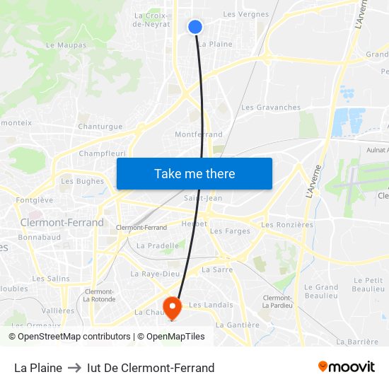 La Plaine to Iut De Clermont-Ferrand map