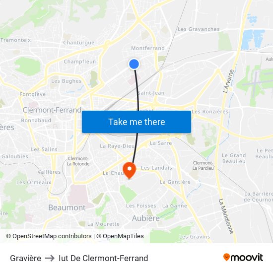 Gravière to Iut De Clermont-Ferrand map