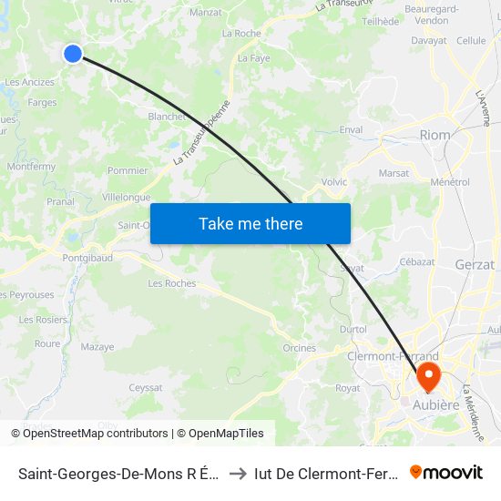 Saint-Georges-De-Mons R Écoles to Iut De Clermont-Ferrand map