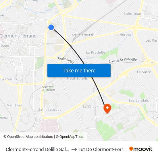 Clermont-Ferrand Delille Salford to Iut De Clermont-Ferrand map