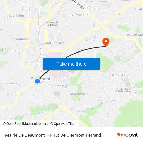 Mairie De Beaumont to Iut De Clermont-Ferrand map