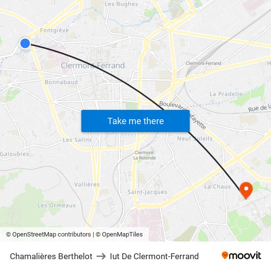 Chamalières Berthelot to Iut De Clermont-Ferrand map