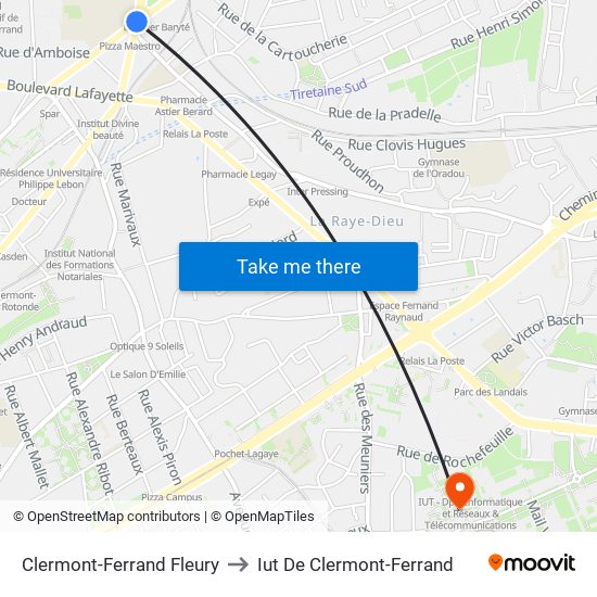 Clermont-Ferrand Fleury to Iut De Clermont-Ferrand map