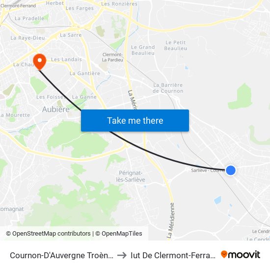 Cournon-D'Auvergne Troènes to Iut De Clermont-Ferrand map