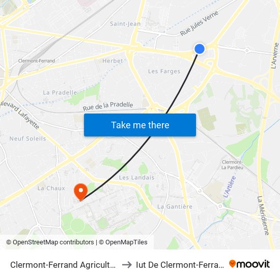 Clermont-Ferrand Agriculture to Iut De Clermont-Ferrand map