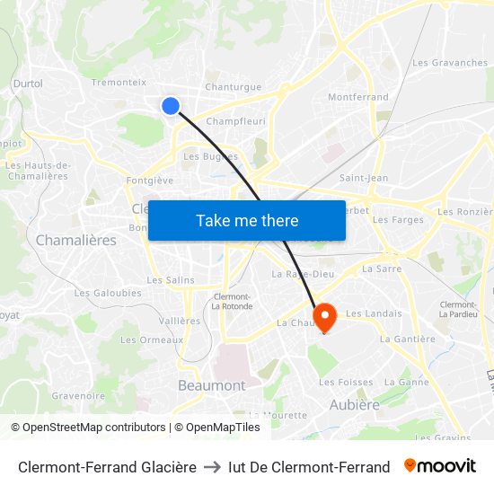 Clermont-Ferrand Glacière to Iut De Clermont-Ferrand map