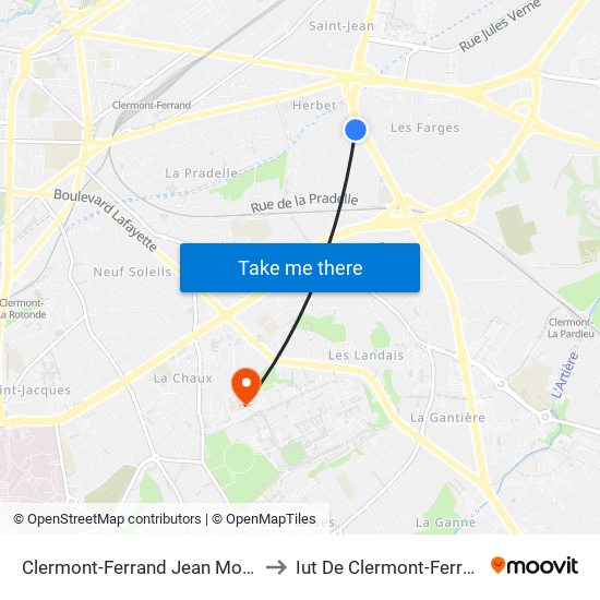 Clermont-Ferrand Jean Moulin to Iut De Clermont-Ferrand map