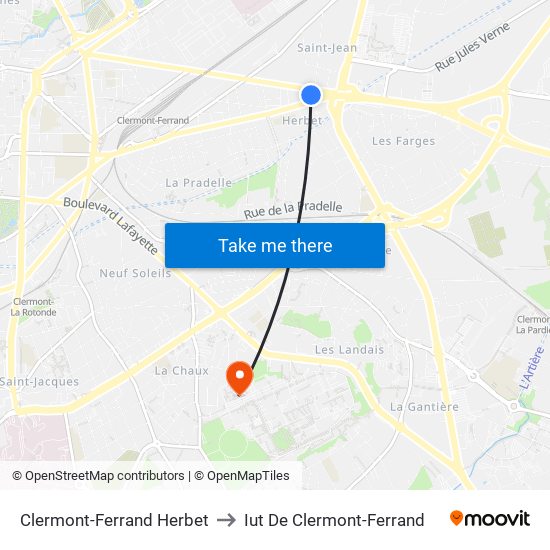 Clermont-Ferrand Herbet to Iut De Clermont-Ferrand map