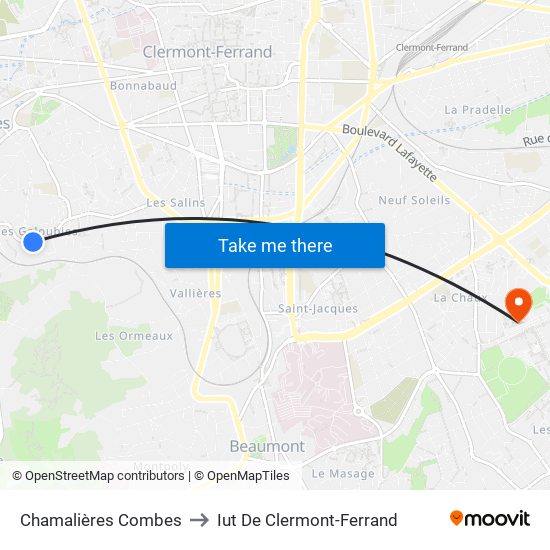 Chamalières Combes to Iut De Clermont-Ferrand map