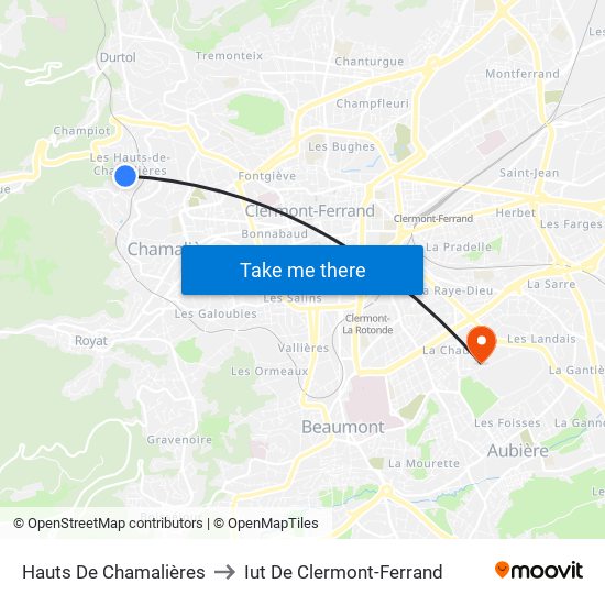 Hauts De Chamalières to Iut De Clermont-Ferrand map