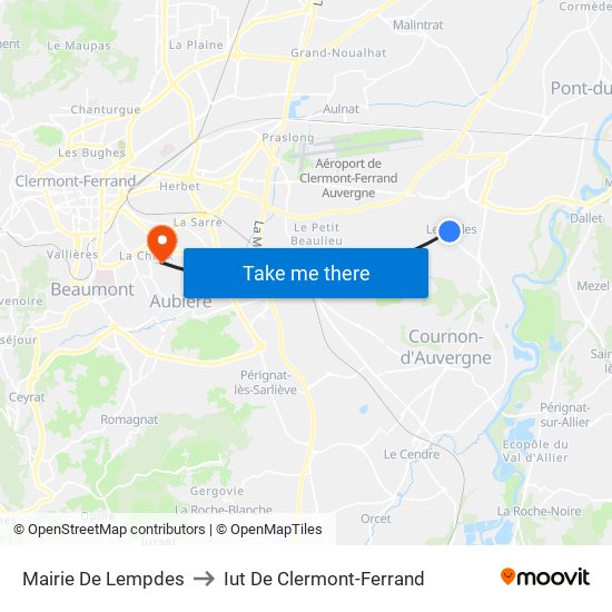 Mairie De Lempdes to Iut De Clermont-Ferrand map