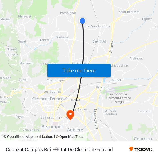 Cébazat Campus Rdi to Iut De Clermont-Ferrand map