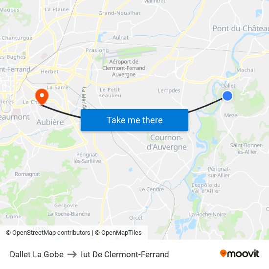 Dallet La Gobe to Iut De Clermont-Ferrand map