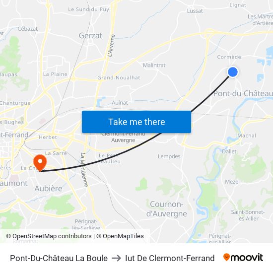 Pont-Du-Château La Boule to Iut De Clermont-Ferrand map