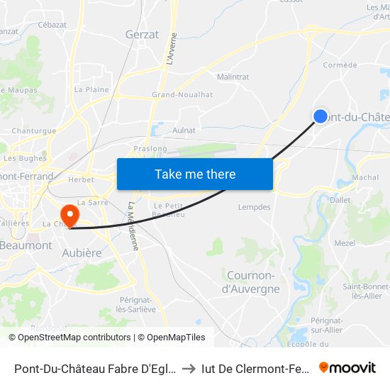 Pont-Du-Château Fabre D'Eglantine to Iut De Clermont-Ferrand map