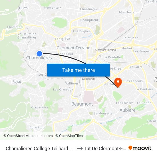 Chamalières Collège Teilhard De Chardin to Iut De Clermont-Ferrand map