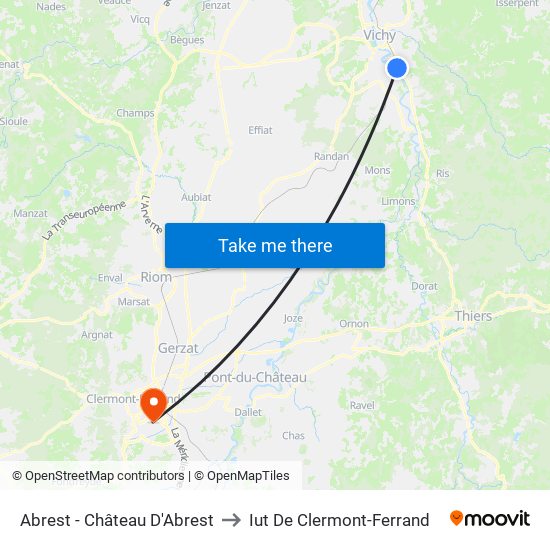 Abrest - Château D'Abrest to Iut De Clermont-Ferrand map