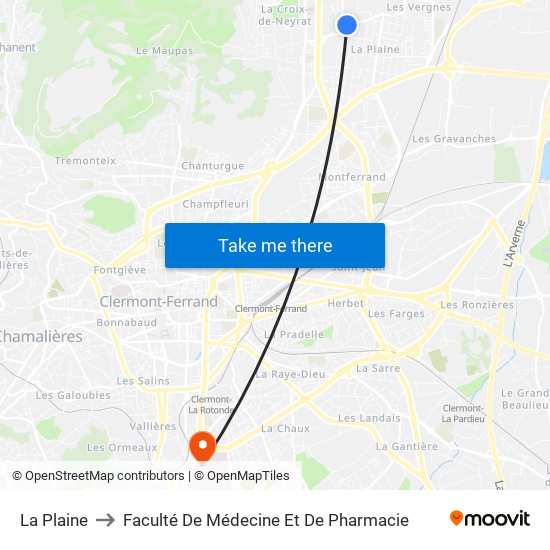 La Plaine to Faculté De Médecine Et De Pharmacie map