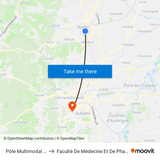 Pôle Multimodal Sncf to Faculté De Médecine Et De Pharmacie map