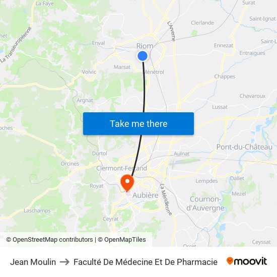 Jean Moulin to Faculté De Médecine Et De Pharmacie map